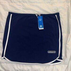 Adidas Originals Retro Blue White stripe & Logo Sporty Mini Skirt XL NWT